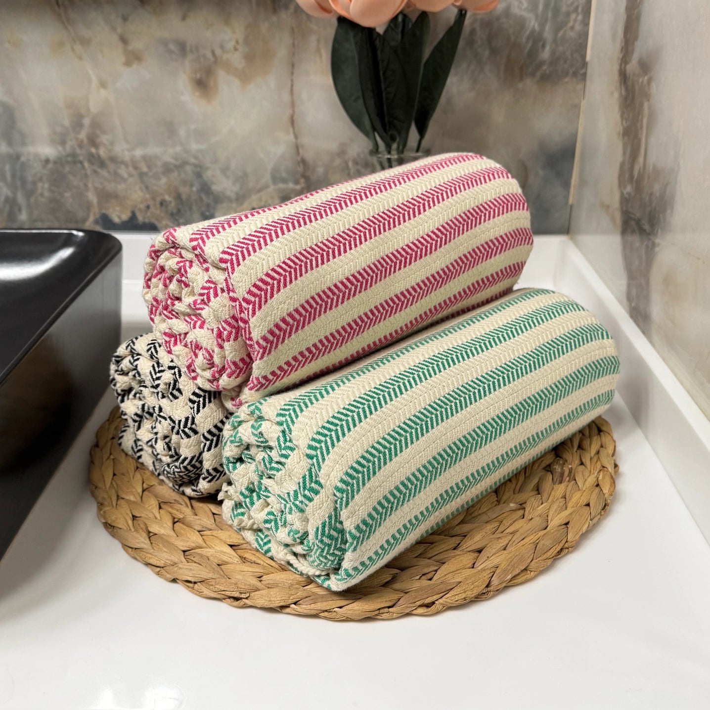 Serviette turque en coton bio – Élégance & douceur artisanale