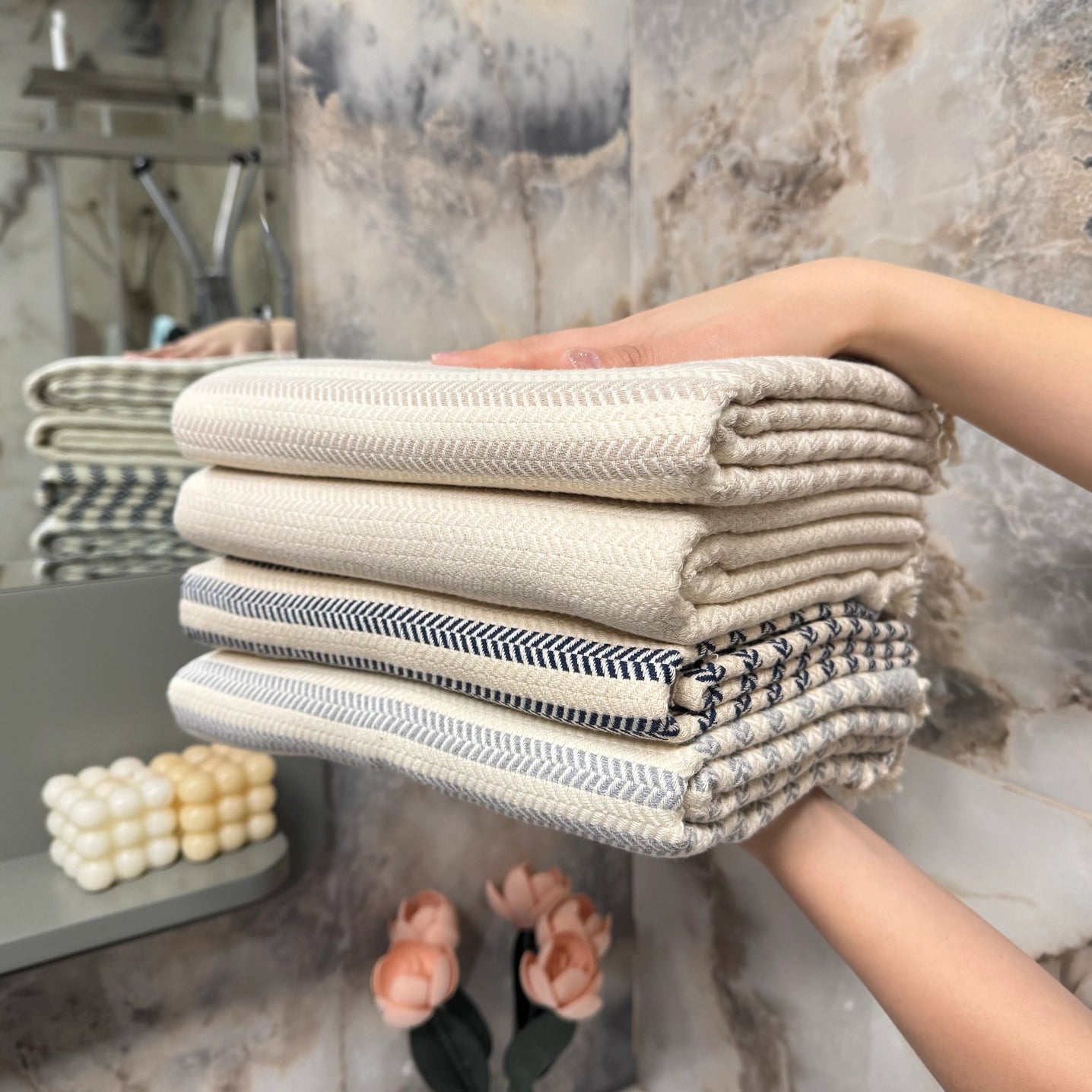 Serviette turque en coton bio – Élégance & douceur artisanale