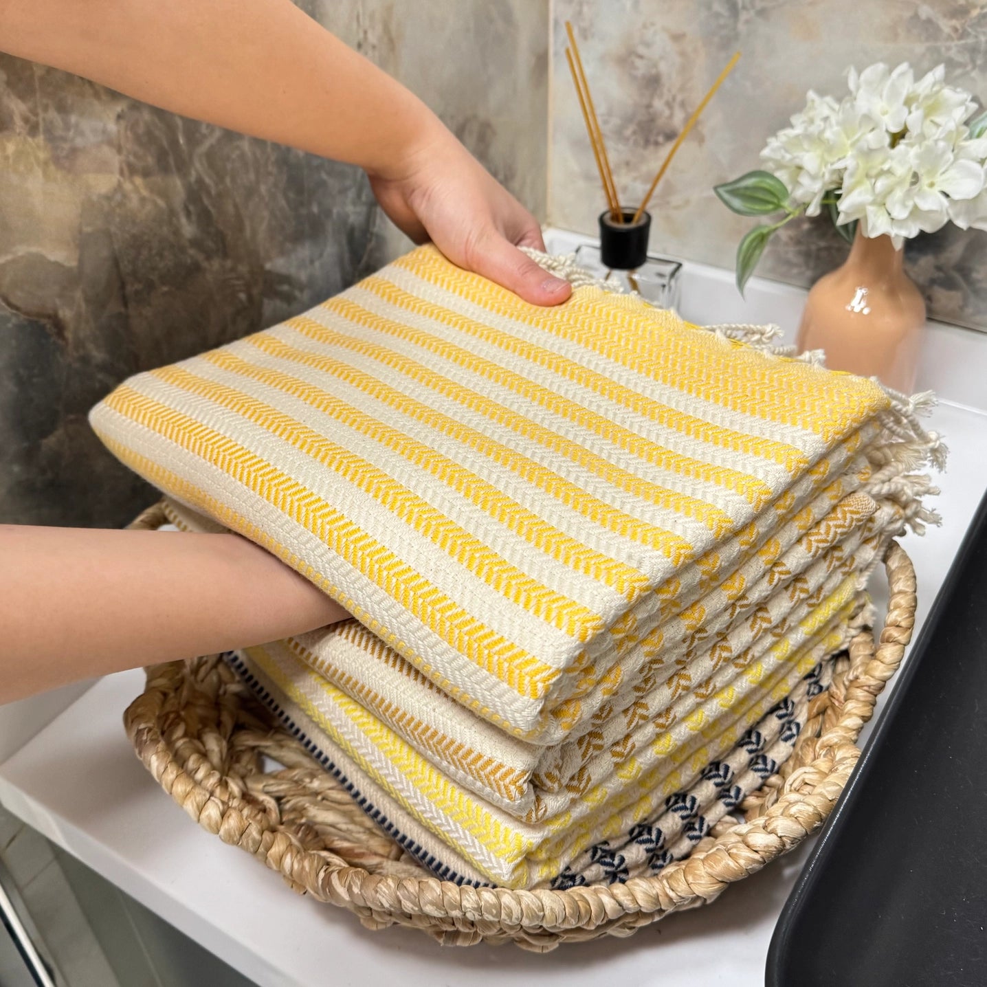 Serviette turque en coton bio – Élégance & douceur artisanale